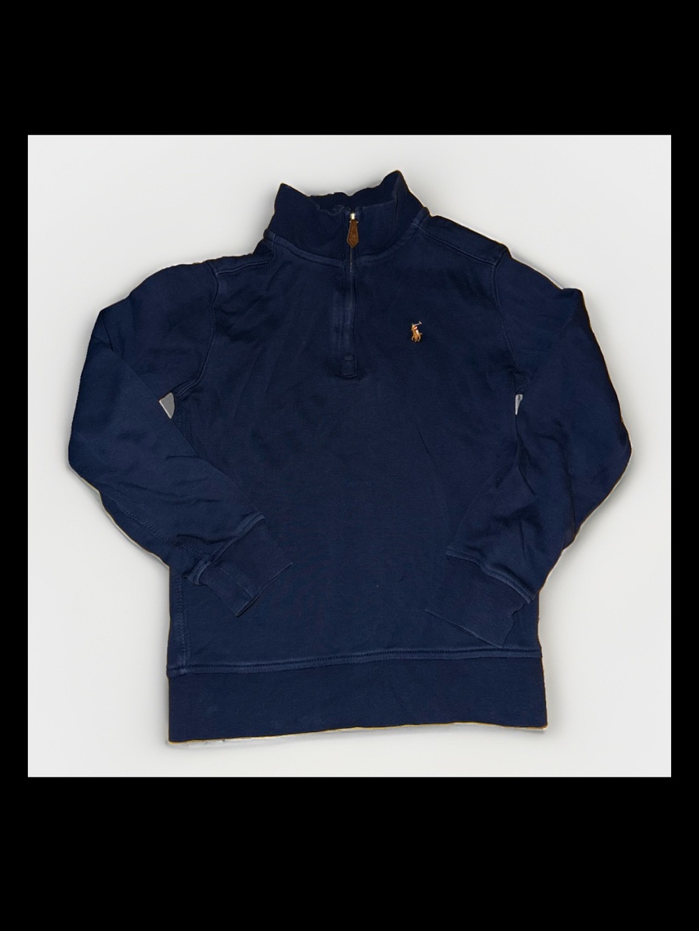 Ralph Lauren Boys Navy Half-Zip Sweater with Gold Pony